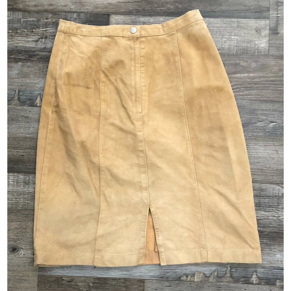 Vintage Foxrun Brown Leather Skirt Size Size 9 Short Pencil Skirt Lined